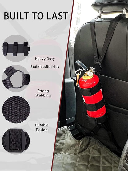 2-Pack Car Fire Extinguisher Bracket：Adjustable Extinguisher Mount Strap for 2.5-3.3lb Extinguisher Use for Universal Truck ATV Car & More Car Roll Bar Fire Extinguisher Mount Holder