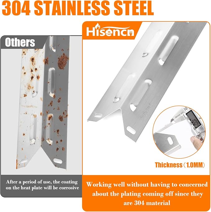 Hisencn SUS304 Stainless Steel Grill Replacement Parts for Kenmore 146.34611410 146.23679310 146.10016510 146.34461410 146.16198211 146.23673310 146.16142210 146.46366610 146.1001751 146.4636561 | Stainless Steel Burner and Heat Plates for Kenmore Gas ...