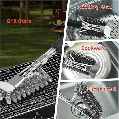 Grill Brush and Scraper,Stainless Steel Food-Grade Brush Head,Outdoor Grill Cleaning Brush Safe BBQ Grill Accessories Cleaner forGas/Charcoal Grilling Grates, Wizard Tool (6.3inch)