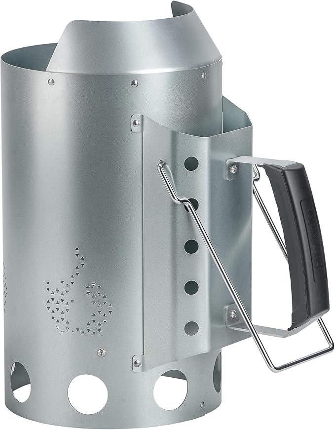 onlyfire Charcoal Chimney Starter, Round BBQ Chimney Starter for Charcoal Grills Barbecue Fire Starter with Heat Shield & Stay-Cool Handle, Sturdy and Easy to Use BBQ Grill Tools for Quickly Lighting