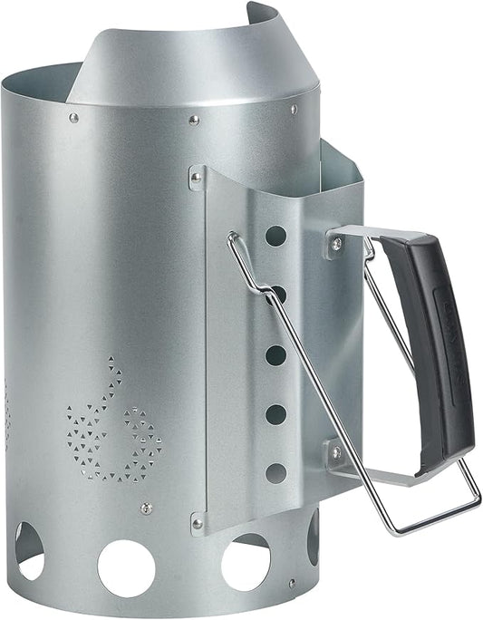 onlyfire Charcoal Chimney Starter, Round BBQ Chimney Starter for Charcoal Grills Barbecue Fire Starter with Heat Shield & Stay-Cool Handle, Sturdy and Easy to Use BBQ Grill Tools for Quickly Lighting