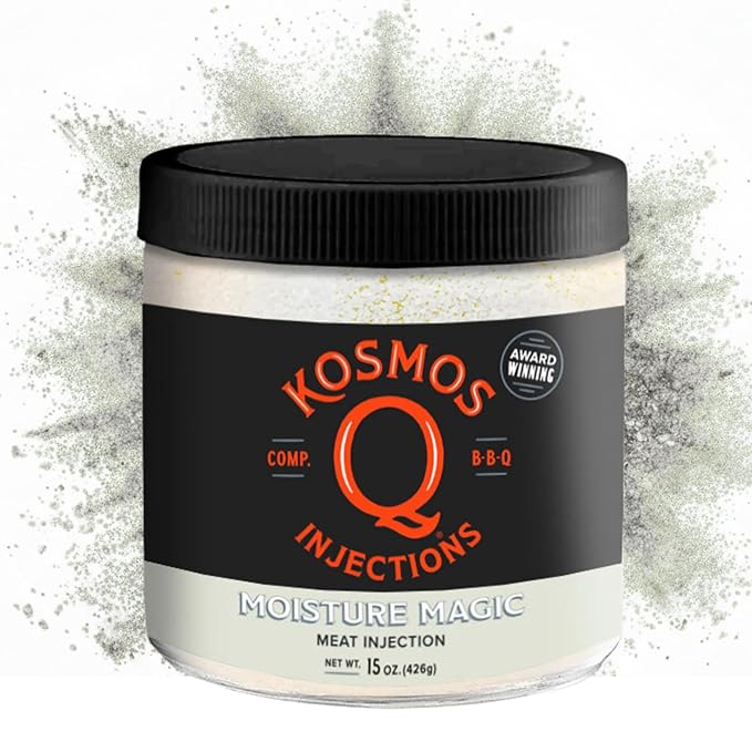 Kosmos Q Moisture Magic BBQ Injection, Phosphate Meat Marinade for Chicken, Pork, Brisket, Fish & More, BBQ Competition Injection Blend to Maximize Juiciness, Flavor & Moisture, Gluten Free, 16 Oz Jar