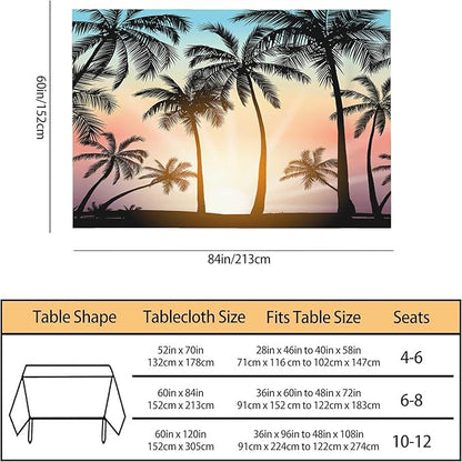 TKS MITLAN Tablecloth Palm Tree Table Cloth Rectangle Table 60 x 84 Inch Sunset Island Tropical Beach Kitchen Decorations for Home Dinner Party