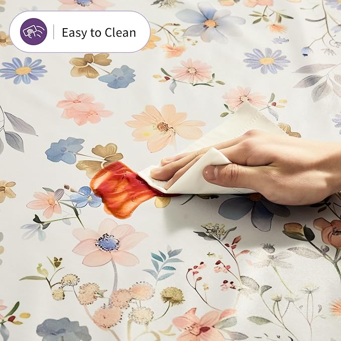 Heavy Duty Vinyl Table Cloth 55 * 108 Rectangular, Oil Proof Thick PVC Table Cover, Wipeable, Waterproof & Heat Resistant - Spring Tablecloth