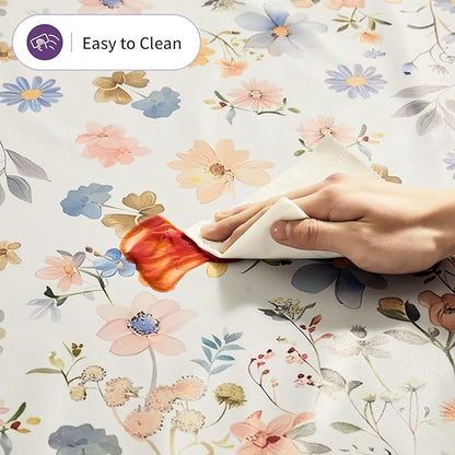 Heavy Duty Vinyl Table Cloth 55 * 78 Rectangular, Oil Proof Thick PVC Table Cover, Wipeable, Waterproof & Heat Resistant - Spring Tablecloth
