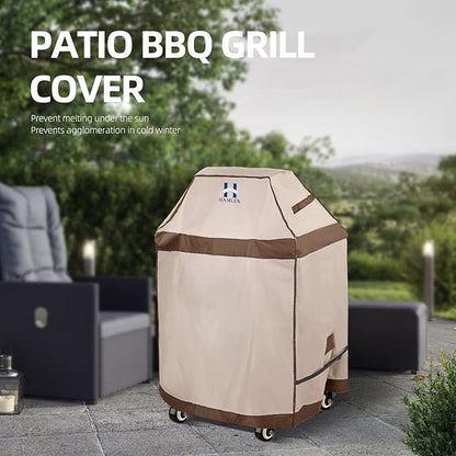 HAMLER Grill Cover 30 Inch, Heavy Duty Waterproof BBQ Covers, Gas Grill Covers Fits Weber Spirit, Weber Genesis, Char-Broil, Nexgrill, Brinkmann, Brown & Beige