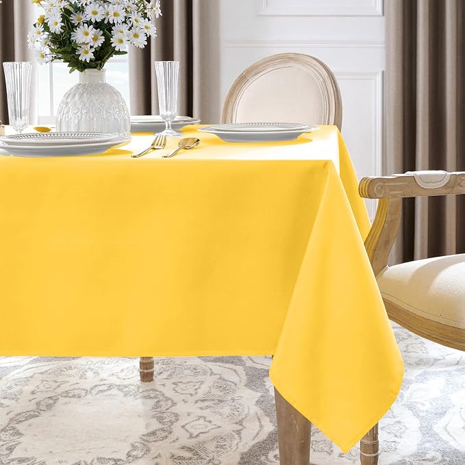 Softalker Rectangle Tablecloth, Waterproof Table Cloths Wrinkle Free Fabric Washable Polyester Table Cover for Dining Tables Party Outdoor Camping Parties Buffet - 60 x 120 inch, Yellow