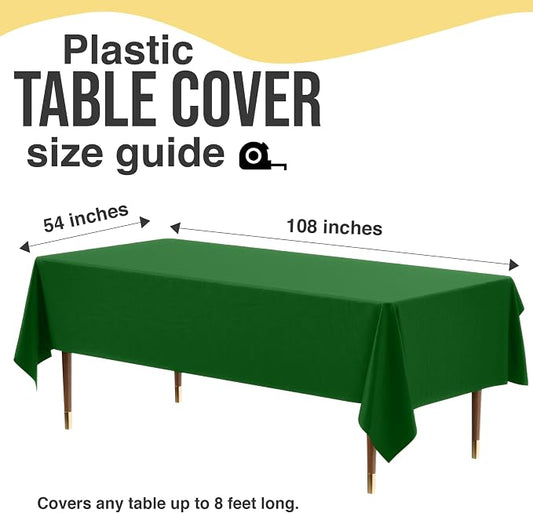 Exquisite 66% Thicker Premium Plastic Table Cloth Rectangle Table Cover 0.5 Mil 24 Pack Emerald Green Table Cloth 54 Inch x 108 Inch Disposable Tablecloth Won't Tear Easily Like Cheap Thin Brands