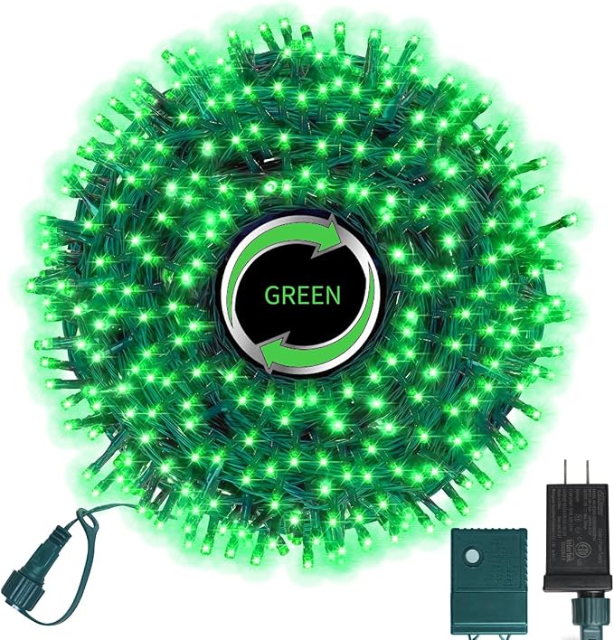 Green String Lights, 46ft 500 LED Plug-in Green Fairy Lights, 11 Modes Twinkle Christmas Lights, Waterproof Lights LED String for Indoor Outdoor Grinch Tree St Patricks Day Decor