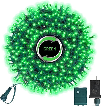 Green String Lights, 46ft 500 LED Plug-in Green Fairy Lights, 11 Modes Twinkle Christmas Lights, Waterproof Lights LED String for Indoor Outdoor Grinch Tree St Patricks Day Decor