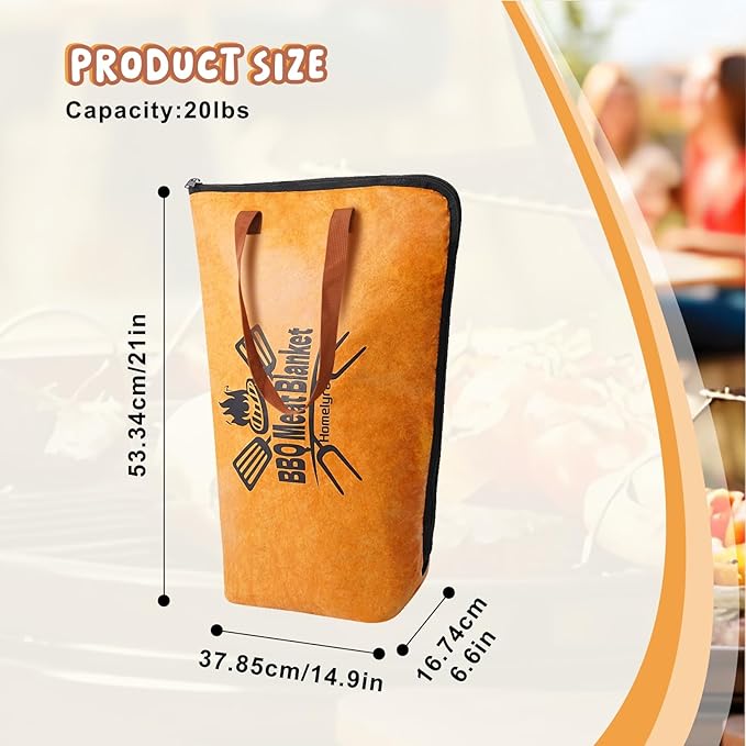 BBQ Blanket for Resting Meat,BBQ Meat Blanket for Turkey/Steak/Brisket/Pork Shoulder,21in Wide Mouth Design Reusable Insulated Grilling Accessories for Traeger Weber Or Pellet Grill Enthusiasts