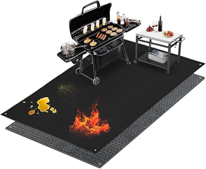3 Layers Thickening 80x48 inchs Large Grill Mat for Outdoor Grill,Barbeque Grill Cooking Mats for Outdoor Floor Mat,BBQ Grill Mat Under Grill to Protect Deck,Grass,Patio,Indoor Fireplace Mats