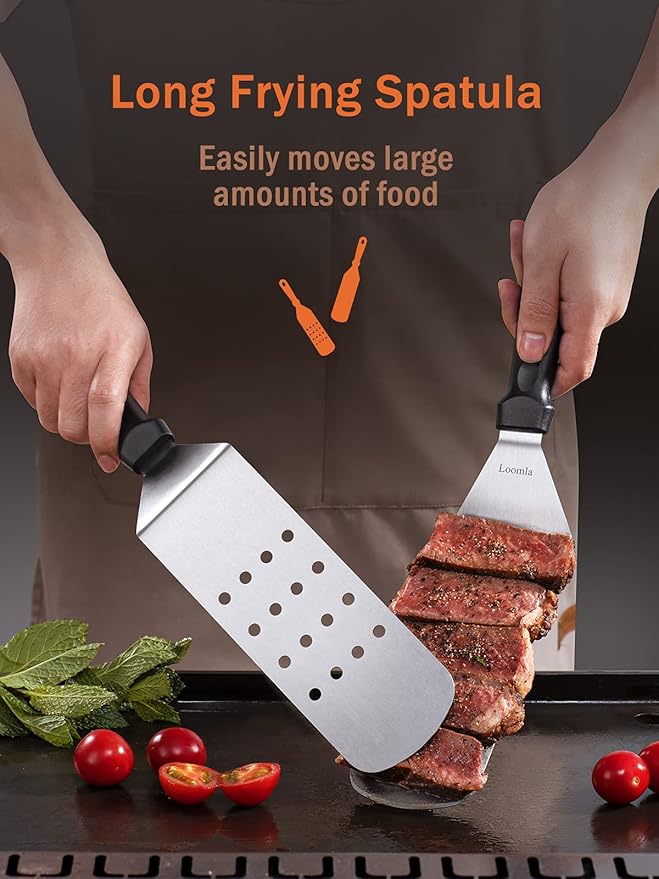 Griddle Accessories for Blackstone,13 Pc Flat Top Grill Accessories with Scraper, Spatulas, Tongs, 2 Bottles, 4 Egg Rings, Griddle Spatulas Set, Stainless Steel BBQ Accessories for Camping
