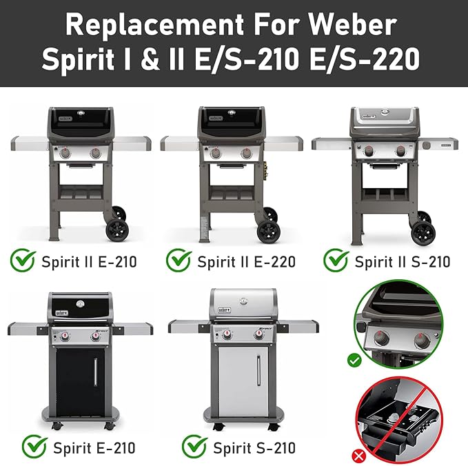Uniflasy 7635 15.3 Inch Flavorizer Bars for Weber Spirit I & II 200 Series, Spirit E210 S210 E220 S220 Gas Grill, Porcelain Enameled Heat Plate Flavor for Weber Spirit 210 Replacement Parts