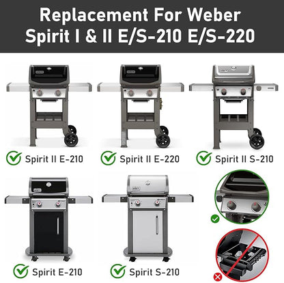 Uniflasy 7635 15.3 Inch Flavorizer Bars for Weber Spirit I & II 200 Series, Spirit E210 S210 E220 S220 Gas Grill, Porcelain Enameled Heat Plate Flavor for Weber Spirit 210 Replacement Parts