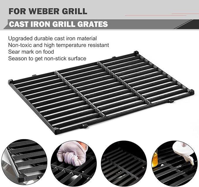 7638 Spirit Grill Grates Replacement for Weber Spirit II E-310 E-330 GS4 Grill Parts Weber Spirit E310 Grill Grate 300 Series 65906 Cooking Grids Weber Genesis Silver B C 1000 5000 Gold B C Part 17.5”
