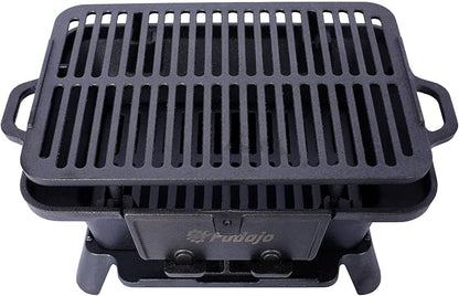 16" Rectangular Cast Iron Hibachi Grill, Portable Charcoal Grill With Vent Removable Grate, Yakitori Grills for Outdoor Camping Cooking, Enameled (Rectangular)