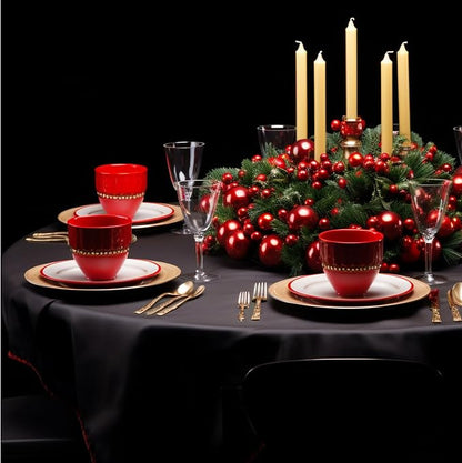8 Pack Black Round Tablecloths 120 Inch for Dining Tables | Washable Decorative Linen Polyester Table Cover for Banquets Buffets Parties and Weddings