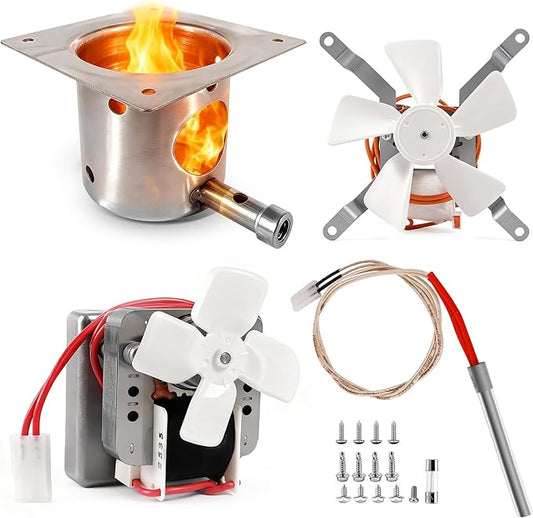 Wood Pellet Grills Parts Replacement Kits Compatible with Pit Boss, Traeger Camp Chef, Z Grills Pellet Grills,Fire Burn Pot, Hot Rod Ignitor, Upgraded 2.0 RPM Auger Motor,Induction Fan