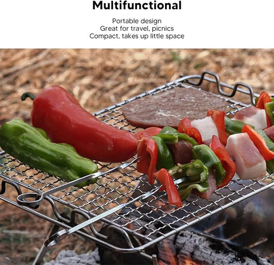Charcoal Grill, Stainless Steel Portable Folding BBQ,Barbeque Grill - Foldable, Stable Base, Stainless Steel, Multi Purpose, Ideal for Camping, Portable Charcoal Grill