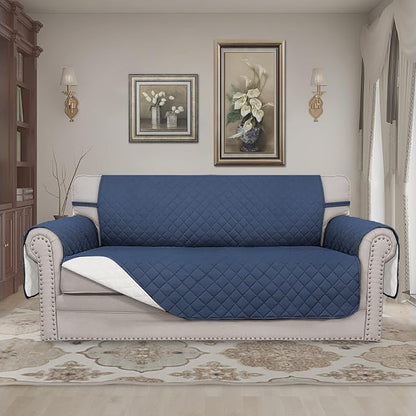 Easy-Going Reversible Couch Cover, 2 Cushion Sofa, Dark Blue/Ivory | Oversized Loveseat Slipcover For Dogs, Water Resistant Mat, Living Room, Non-Slip Sofa Cover, Pet Friendly