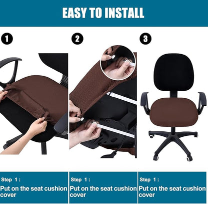 Smiry Office Computer Chair Seat Covers for Desk, Anti-dust Protector | Stretch Jacquard Removable Washable Desk Chair Seat Cushion Protectors, Light Chocolate