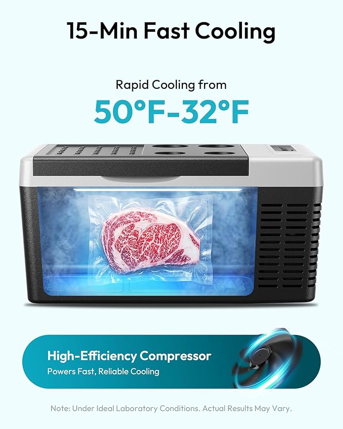 EUHOMY 12 Volt Refrigerator, 19QT(18L) Compressor Electric Cooler APP Control, Car Fridge -4℉~68℉, Portable Refrigerator 12/24V DC 100-240V AC, Portable Freezer for Camping, Travel, Boat