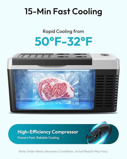 EUHOMY 12 Volt Refrigerator, 19QT(18L) Compressor Electric Cooler APP Control, Car Fridge -4℉~68℉, Portable Refrigerator 12/24V DC 100-240V AC, Portable Freezer for Camping, Travel, Boat
