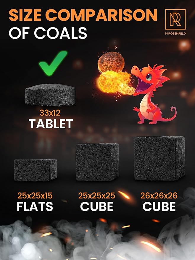 10 pcs Charcoal Tablets for Incense - Hookah Charcoal Hookah Coals for Hooka - Quick Light Charcoal Tablets - 33 mm Premium Quality Incense Charcoals Discs - 10 Charcoal for Incenses Burning