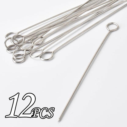 8 Inch Stainless Steel Barbecue Skewers,Alele Mini Roast goose needle, BBQ Skewers, Shish Kebab Kabob Skewers (12p)