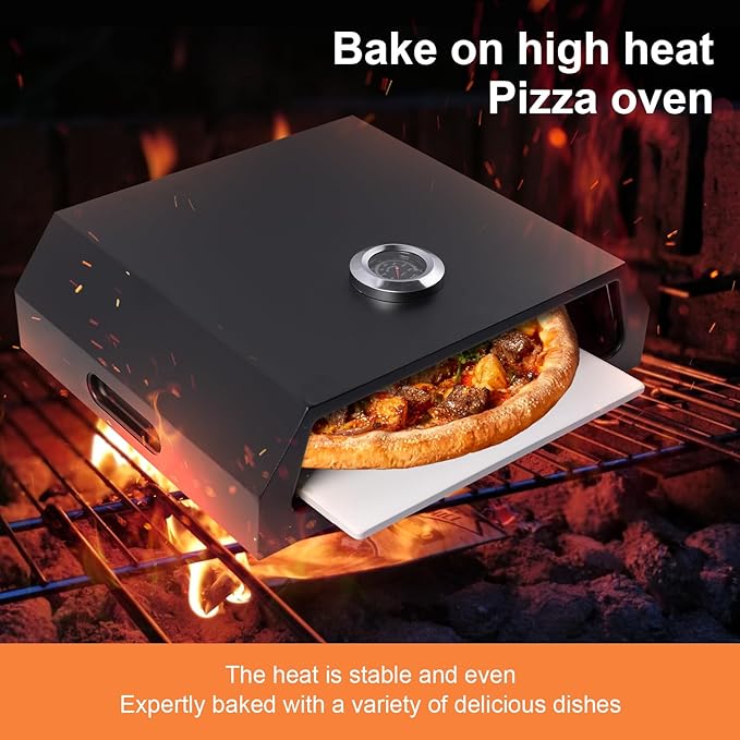 Pizza oven for grill: blackstone pizza oven with Iron baffle, Grill top Pizza grill Built-in Thermometer suitable for Crispy Backyard Homemade Pizza