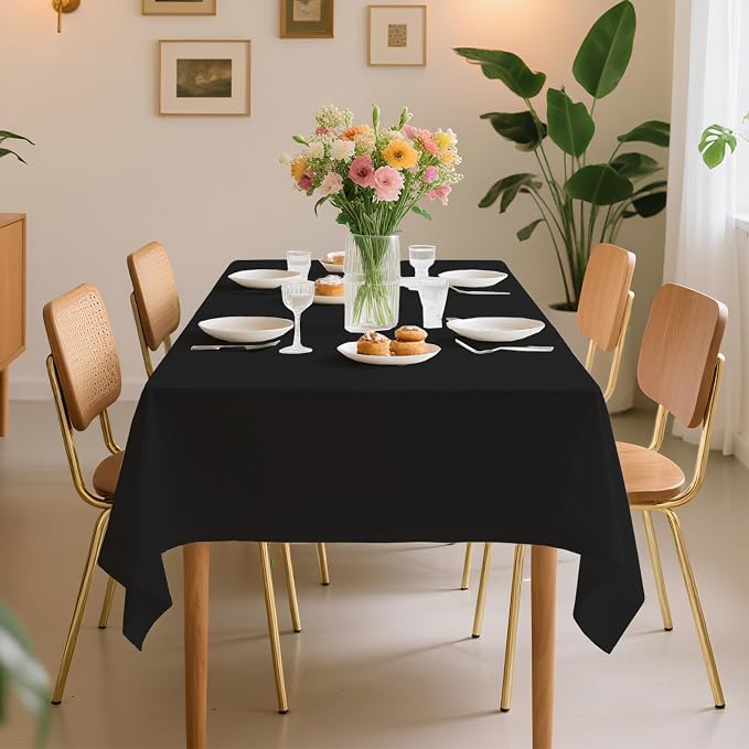 54 Inch X 300 Feet Plastic Table Cover Roll Premium Disposable Plastic Tablecloth for All Type/Shape Tables | Picnic, Party, Banquet, Birthdays, Weddings (Black, 54 Inch X 300 Feet)