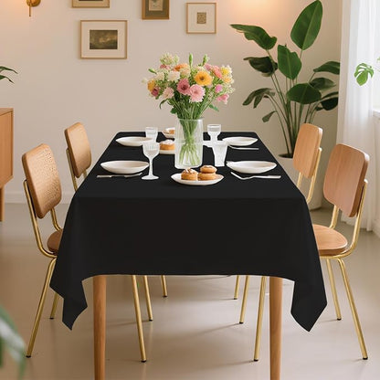 54 Inch X 600 Feet Plastic Table Cover Roll Premium Disposable Plastic Tablecloth for All Type/Shape Tables | Picnic, Party, Banquet, Birthdays, Weddings (Black, 54 Inch X 600 Feet)
