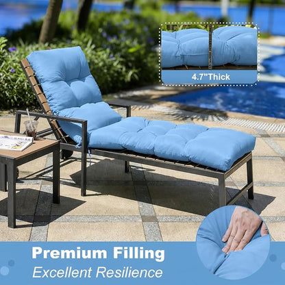 Outdoor Lounge Chair Cushions, 74.4 x 22 x 4.7 Inches Waterproof Fade Resistant Patio Cushion for Chaise Lounger