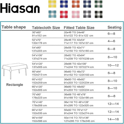 Hiasan Checkered Rectangle Tablecloth Waterproof, 2 Pack, 60 x 84 inch - Buffalo Plaid Table Cloth for Outdoor Picnic/Spring Party/Dining, Royal Blue and White