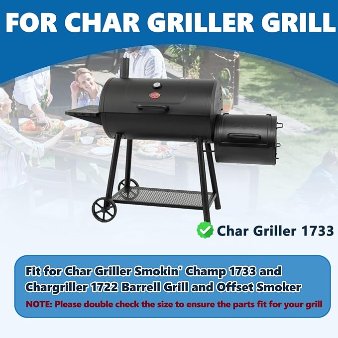 SafBbcue 19.7" Grill Grates for Char-Griller 1733 2735 Smokin' Champ Charcoal Grill Replacement Parts Chargriller 1624 1722 Replacement Parts Cast Iron Grates 3-Pack