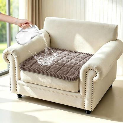 Leakproof Couch Cover for Dogs, Non Slip Washable Sofa Protector | Stain-Resistant Window Seat Cushions Chair Mat Car Seat Cover for Kids Pets (Khaki 21.6" x 21.6")