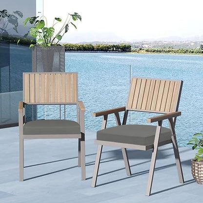 Cozyide Outdoor Chair Cushions, Waterproof Patio Seat Cushions with Adjustable Straps, Round Corner Patio Chair Cushions for Garden, Dark Grey, 17x16x2 Inch (Pack of 2)