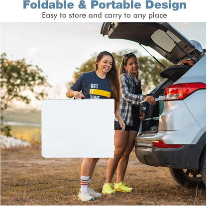 Goplus Folding Tables, 6ft Foldable Plastic Card Table, Portable Heavy Duty Fold Up Table w/Handle, White Outdoor Utility Folding Table for Picnic, Party, Dining, Camping, Beach, BBQ, No Assembly