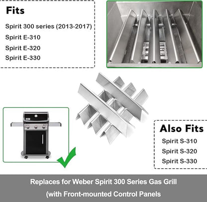 7636 Flavorizer Bars for Weber Spirit 300 & Spirit II 300 GS4 E310 E315 E320 E330 S310 S315 S320 S330, 15.3" Stainless Steel Weber Spirit Grill Parts Replacement for Weber 7636 67046 69797 68843