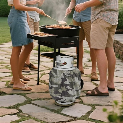 Camo Propane Tank Cover Fits Standard 20 lb Tank Cylinde Travel Trailer Propane Covers with Elastic Slip in Gas Cover Water & Wear-Resistant for Outdoor and Indoor Use