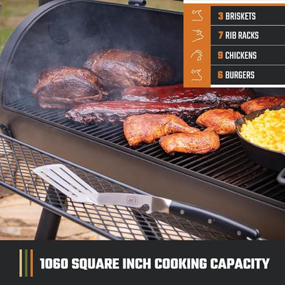 Oklahoma Joe's Longhorn Offset Charcoal Smoker and Grill with 1060 sq. in. Cooking Area in Black