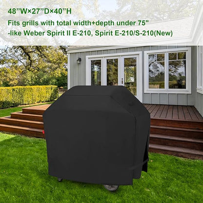 Outdoor Waterproof Small Grill Cover,Fits Weber 2025 2 & 3 Burner Spirit,Spirit II 200((II E-210) Series and Spirit 200 Series Gas Grills,Heavy Duty BBQ Cover 48",Compared to Weber 7138