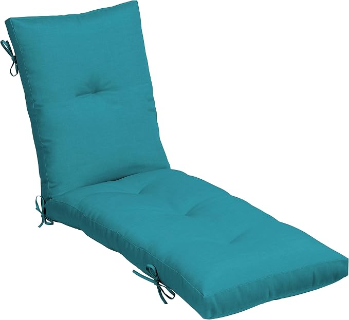 Arden Outdoor Plush Modern Tufted Chaise Cushion, 76 x 22, Rain-Proof, Fade Resistant, Tufted Cushion for Chaise Lounger Lake Blue Leala | Plush Comfort, Modern Tuft, Lounge Cushion, Rain-Proof, Fade Resistant, Mold and Mildew Resistant