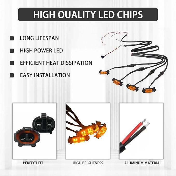 4PCS LED Grill Lights, LED Amber Grill Light, Front Grille Bumper Raptor Lamps Car Accessories with Harness, Compatible with 2016-2019 Toyota Tacoma TRD PRO Front Grill