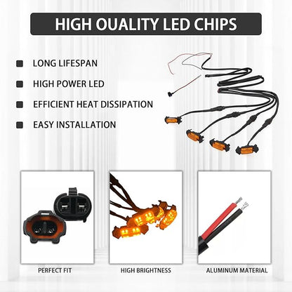 4PCS LED Grill Lights, LED Amber Grill Light, Front Grille Bumper Raptor Lamps Car Accessories with Harness, Compatible with 2016-2019 Toyota Tacoma TRD PRO Front Grill