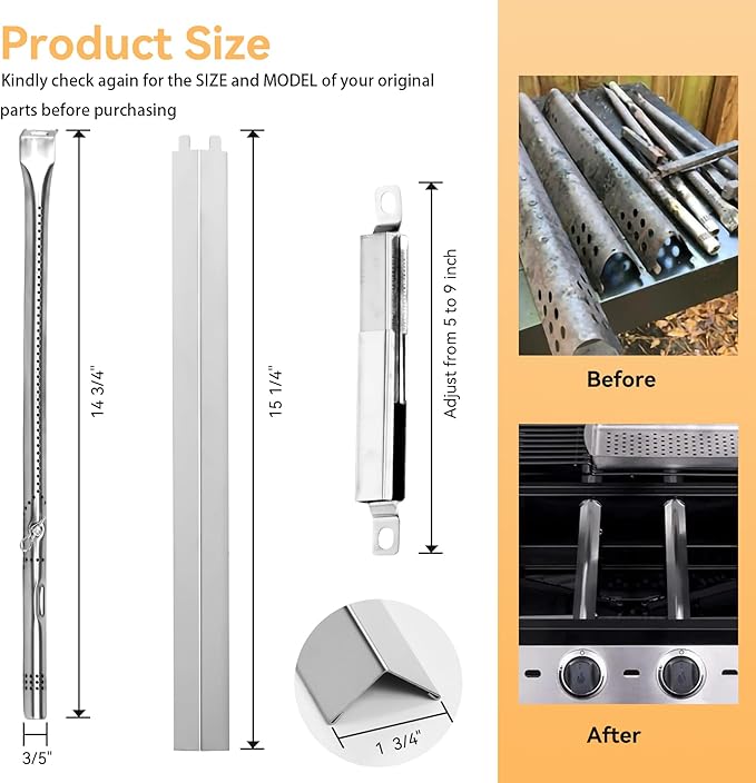 463365021 Grill Replacement Parts for Charbroil Performance 4 Burner 463365522 463366022 463351021, 5 Burner 463448021, 6 Burner 463228622, G327-2100-W1 Burner Tubes, G325-0002-W1 Heat Plates