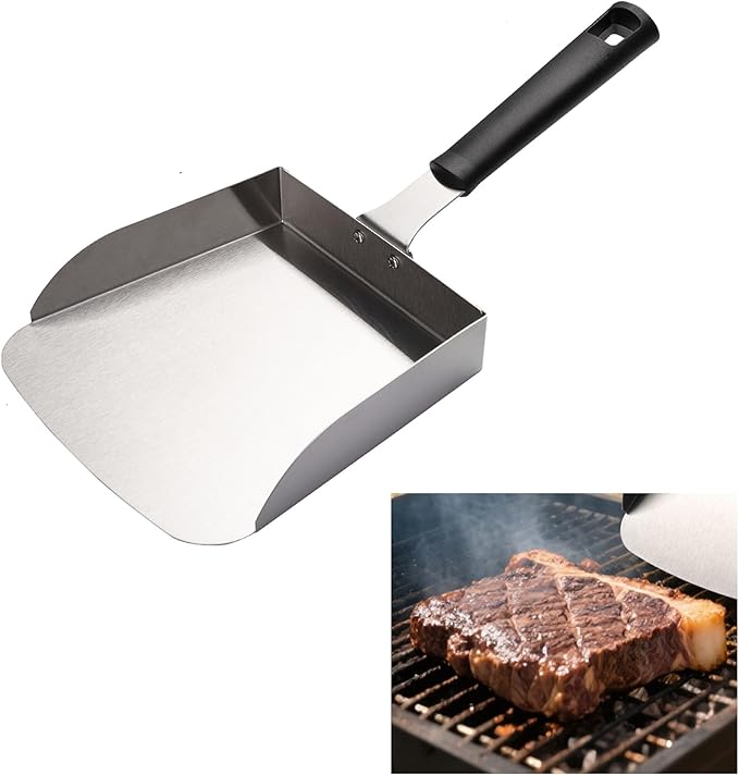 Professional Stainless Steel BBQ Spatula, 15.35 x 7.72 x 7.36 Inch, Detachable Grill Turner with Long Handle, Duty for Outdoor Grilling，food transfer spatula, detachable, easy to clean