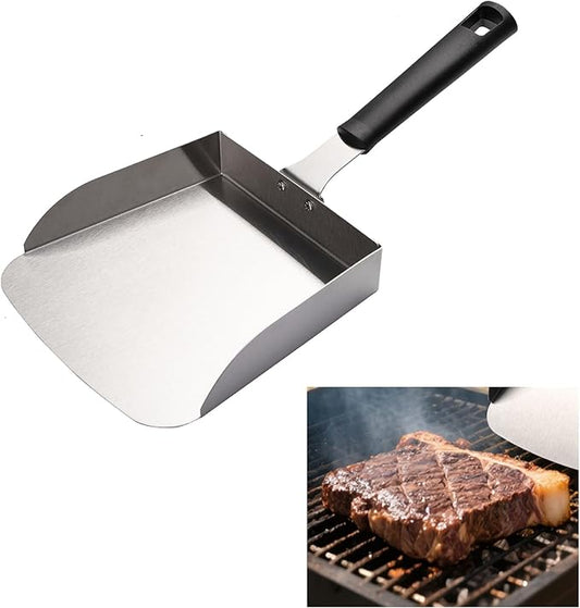 Professional Stainless Steel BBQ Spatula, 15.35 x 7.72 x 7.36 Inch, Detachable Grill Turner with Long Handle, Duty for Outdoor Grilling，food transfer spatula, detachable, easy to clean