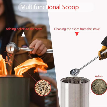 Mini Fire Stick Tongs Pellet Scoop Set Compatible with Solo Stove Mesa/XL, Tabletop Fire Pit Accessories, Mini Firewood Grabber & Pellet Handling Tool